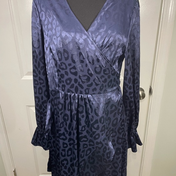 Kormei Elegant Navy Wrap Dress Size Large CB-20 - Picture 3 of 8